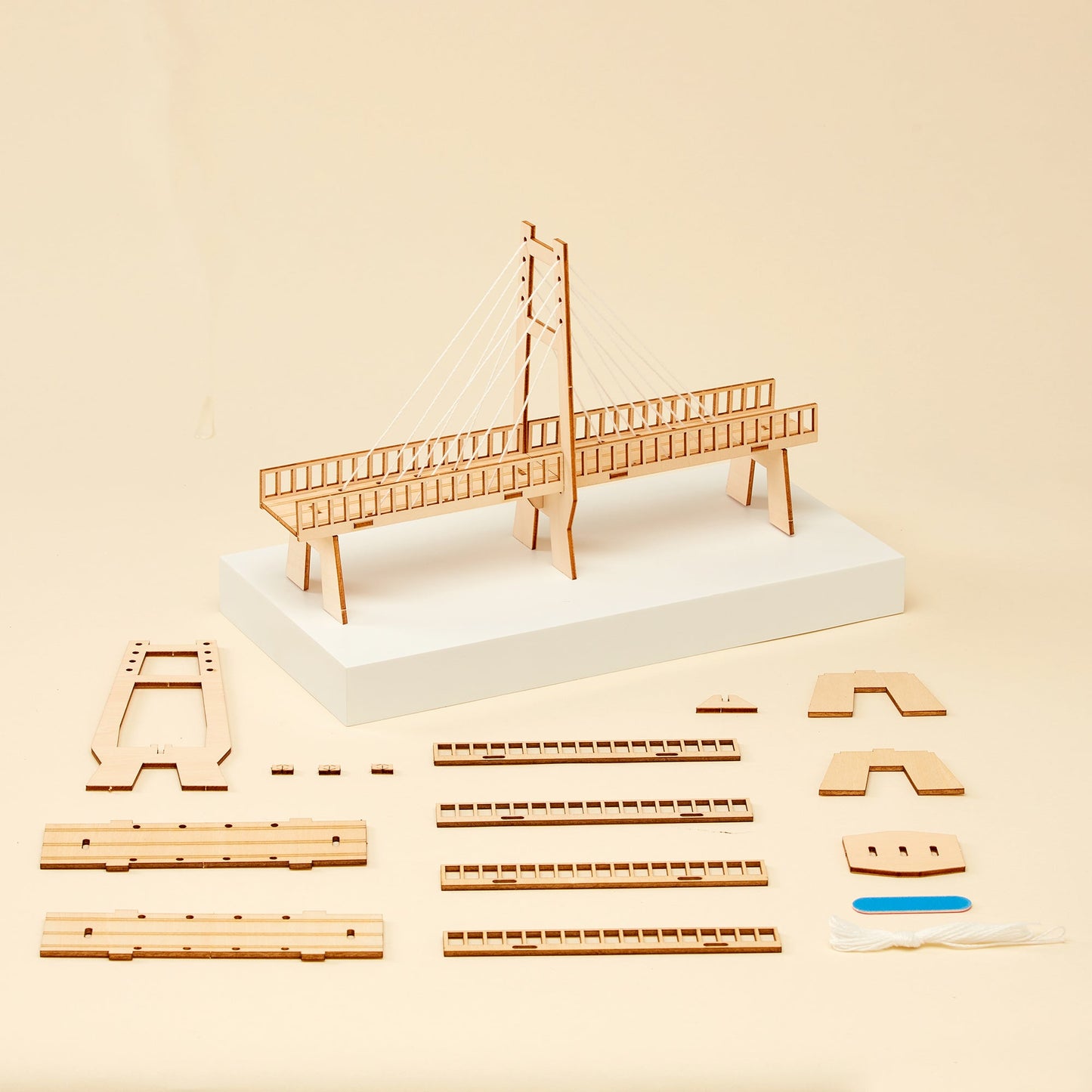Cable-Stayed Bridge DIY Kit | Engineering STEM Toy for Kids 6+ - Niksstuff