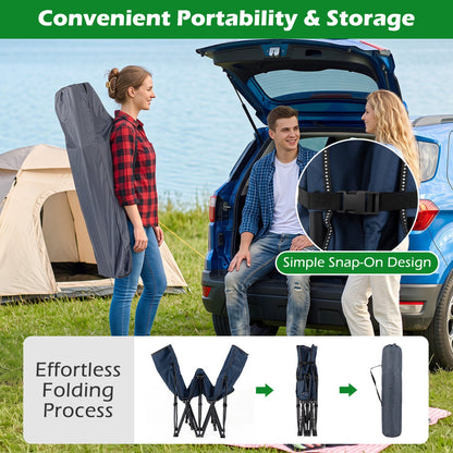 Camping Cot for Adults | Crystal Velvet Padded Mat | 330 lb Capacity | No Assembly | Navy or Dark Gray