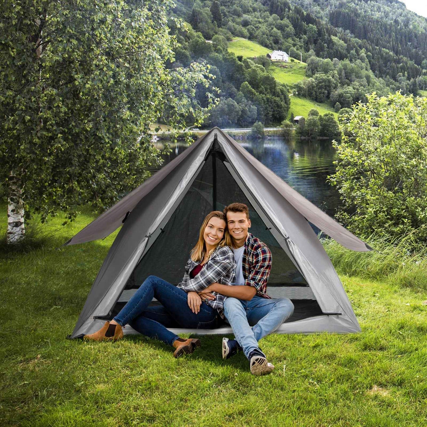 Pop-Up Camping Tent for 2-3 People with Rainfly & Carry Bag