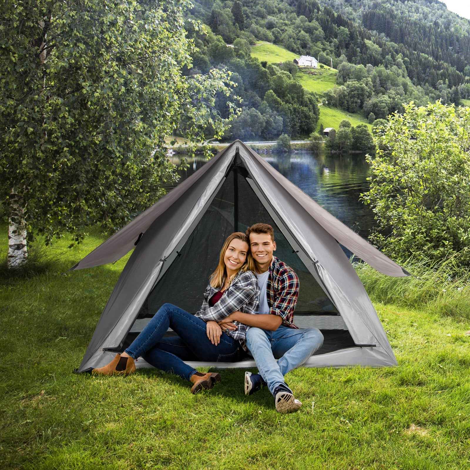 Pop-Up Camping Tent for 2-3 People with Rainfly & Carry Bag