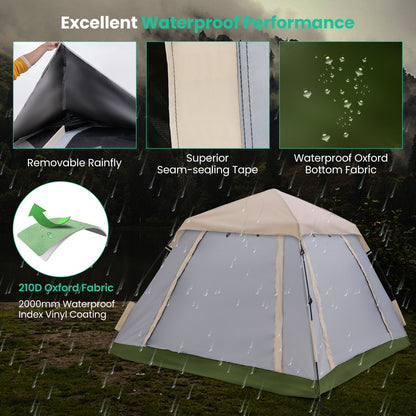 2-4 Person Instant Pop-Up Camping Tent with Removable Rainfly