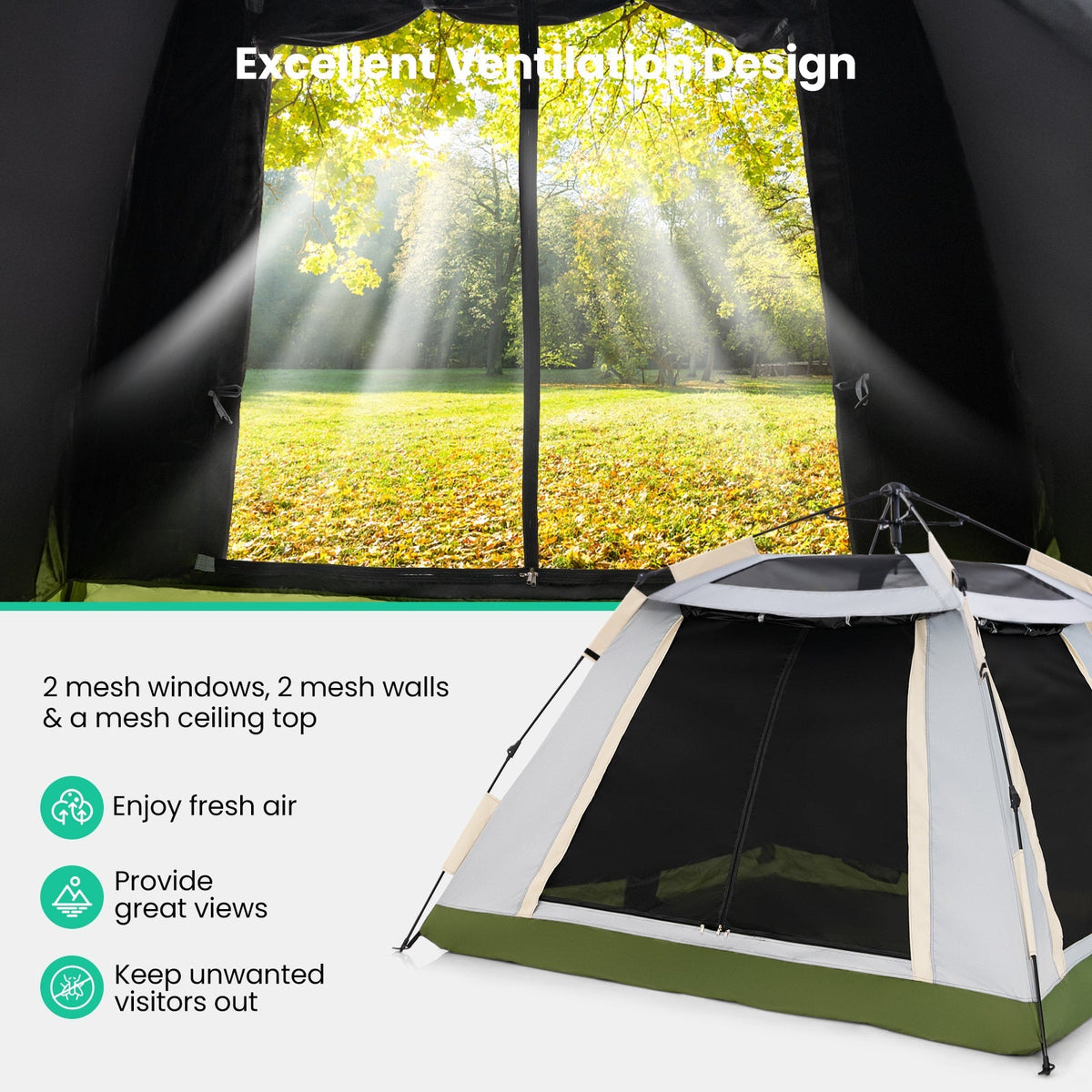 2-4 Person Instant Pop-Up Camping Tent with Removable Rainfly