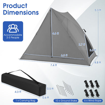 Pop-Up Camping Tent for 2-3 People with Rainfly & Carry Bag