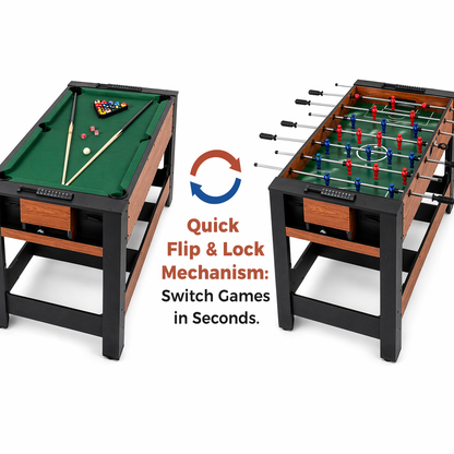 2-in-1 Full Size Foosball & Pool Combo Table with Legs