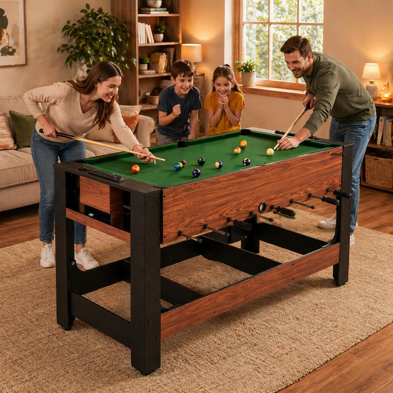 2-in-1 Full Size Foosball & Pool Combo Table with Legs