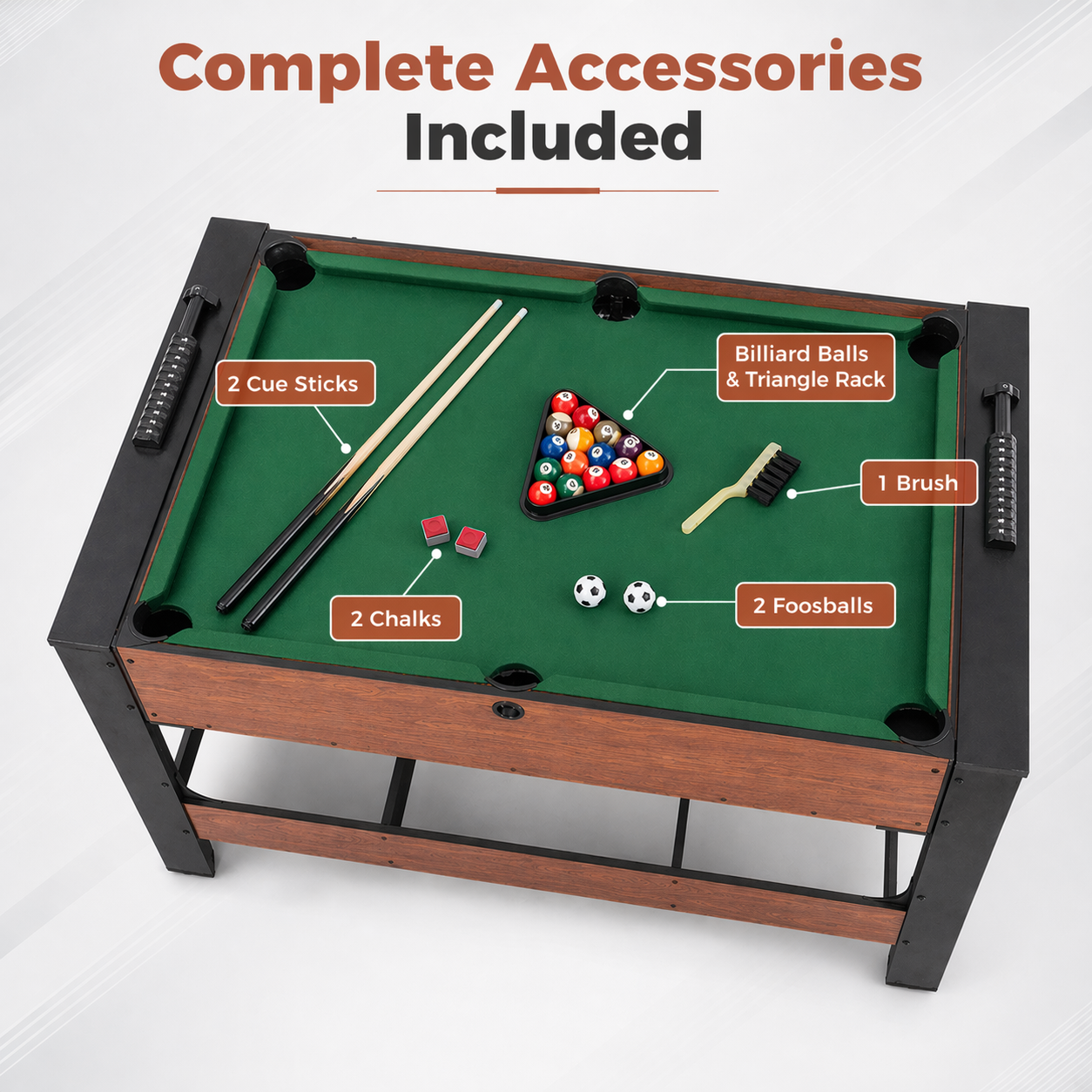 2-in-1 Full Size Foosball & Pool Combo Table with Legs