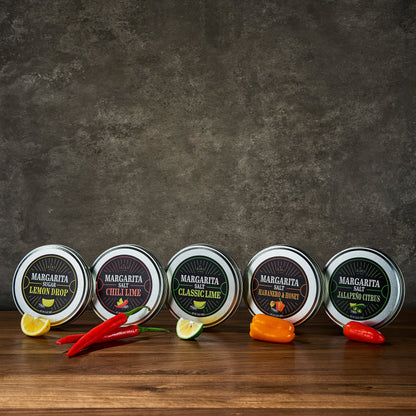 Margarita Salt Rim Variety Set – 5 Flavors, 3.5 oz Each | Chili Lime, Lemon Drop, Classic Lime, Habanero Honey & Jalapeño Citrus