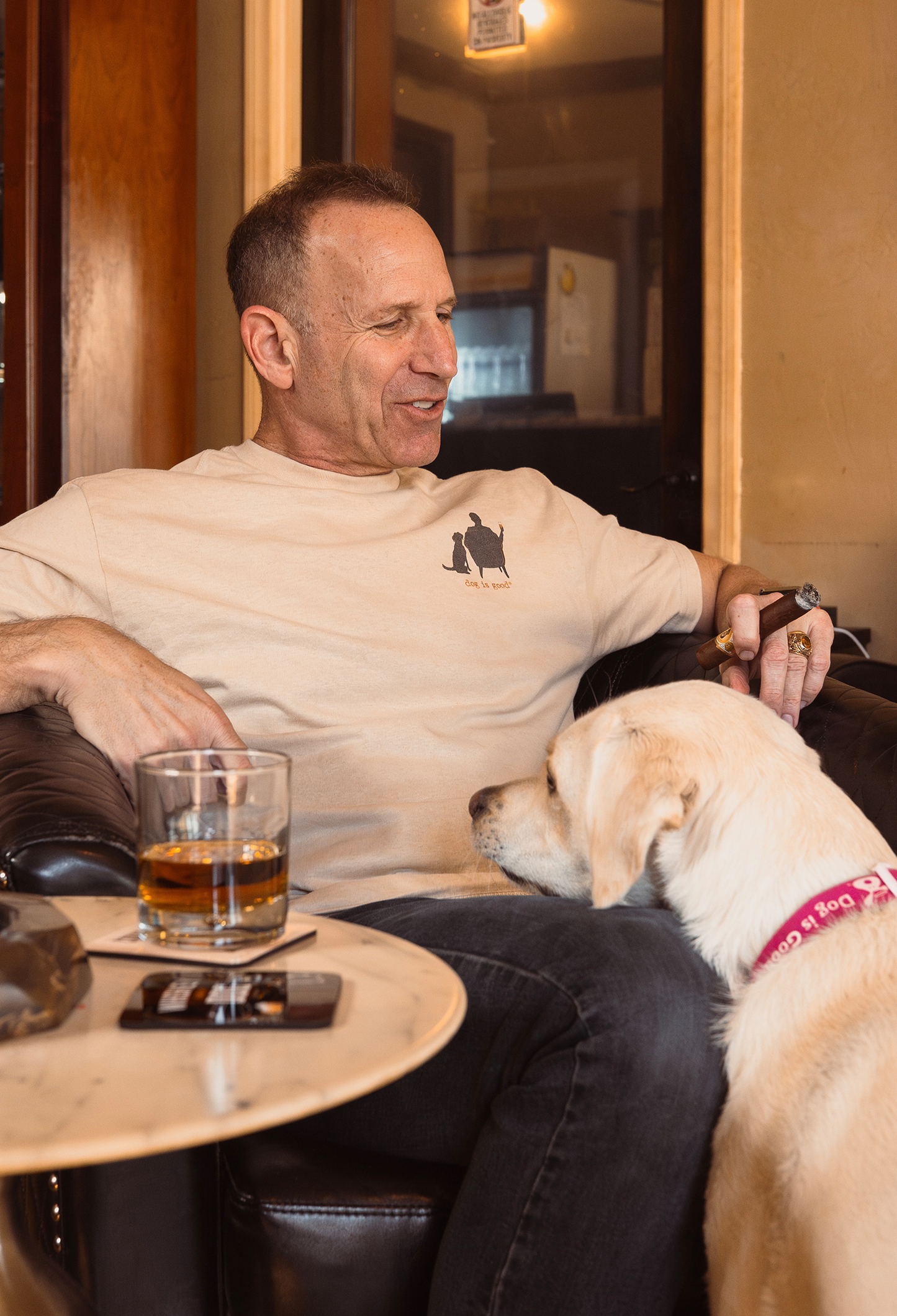 Dog is Good — Conversation Not Required T-Shirt | Tan | Front & Back Graphic | 100% Cotton | S–3XL