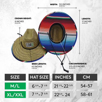 Straw Lifeguard Sun Hat for Adults | 9 Prints | COR Surf - Niksstuff