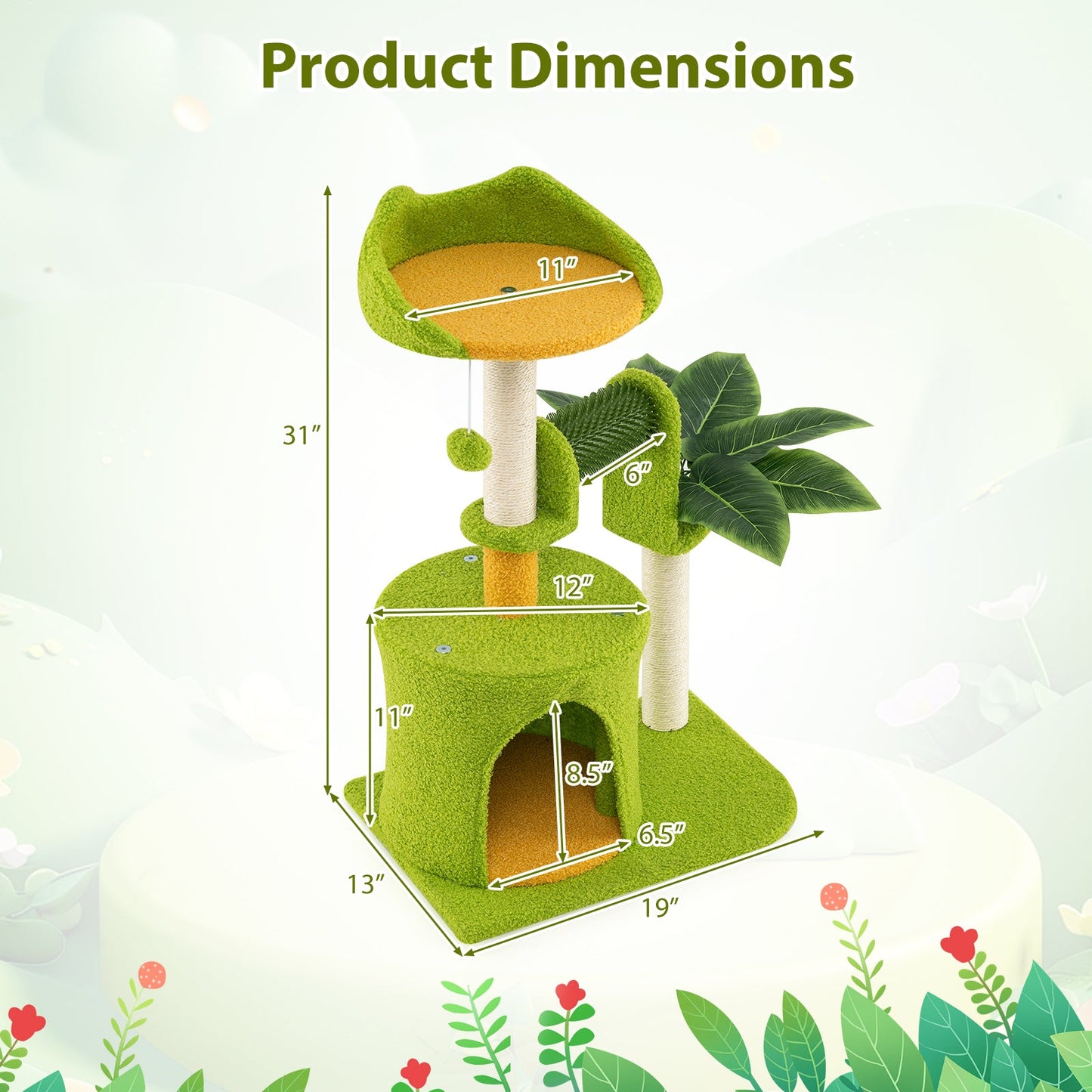 Palm Cat Tree for Indoor Cats | Scratching Post, Condo & Perch - Niksstuff