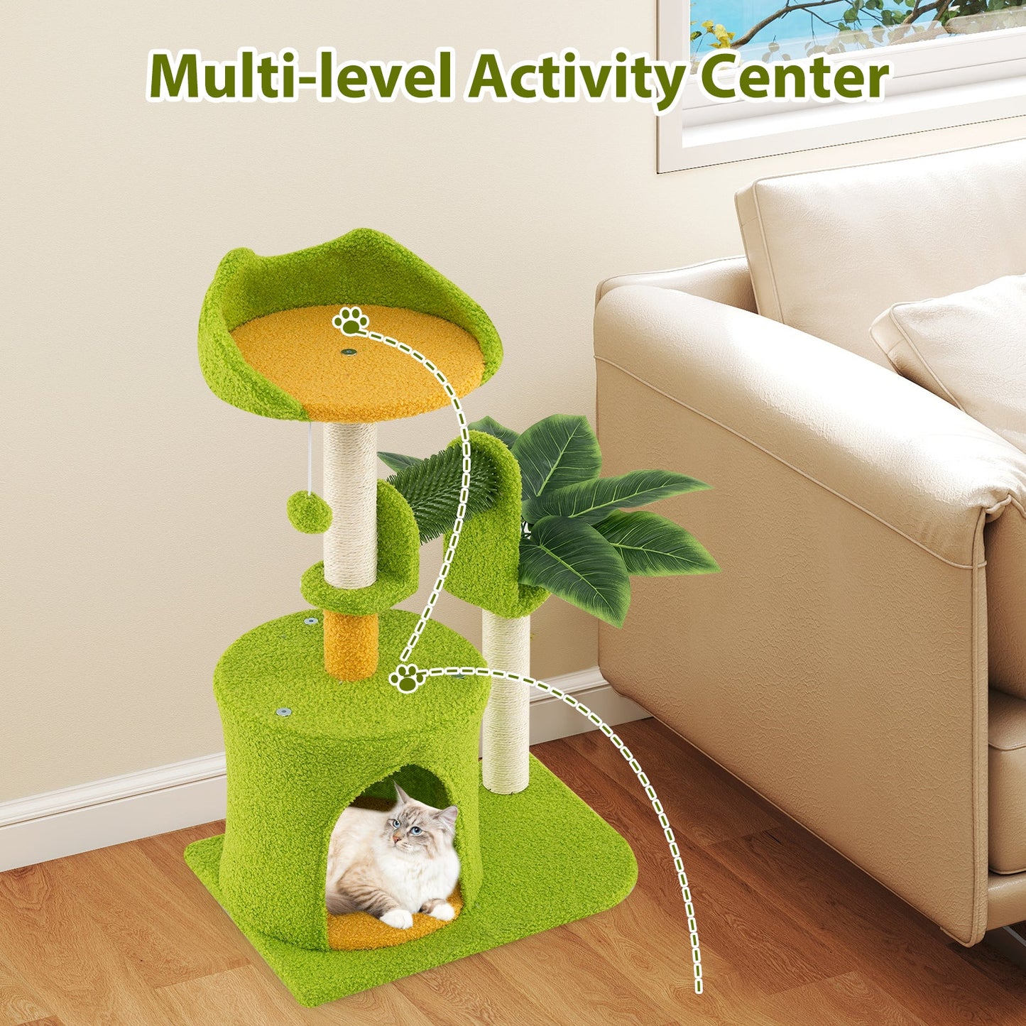 Palm Cat Tree for Indoor Cats | Scratching Post, Condo & Perch - Niksstuff