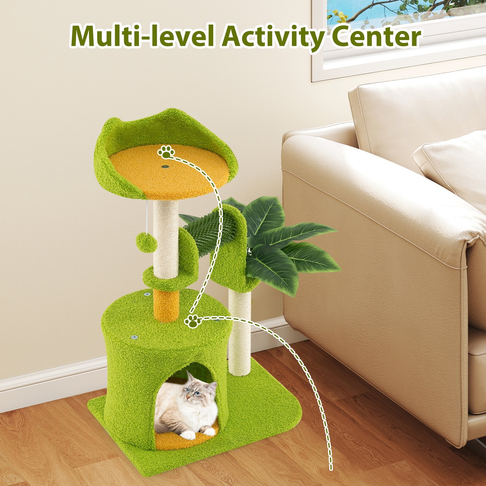 Palm Cat Tree for Indoor Cats | Scratching Post, Condo & Perch - Niksstuff