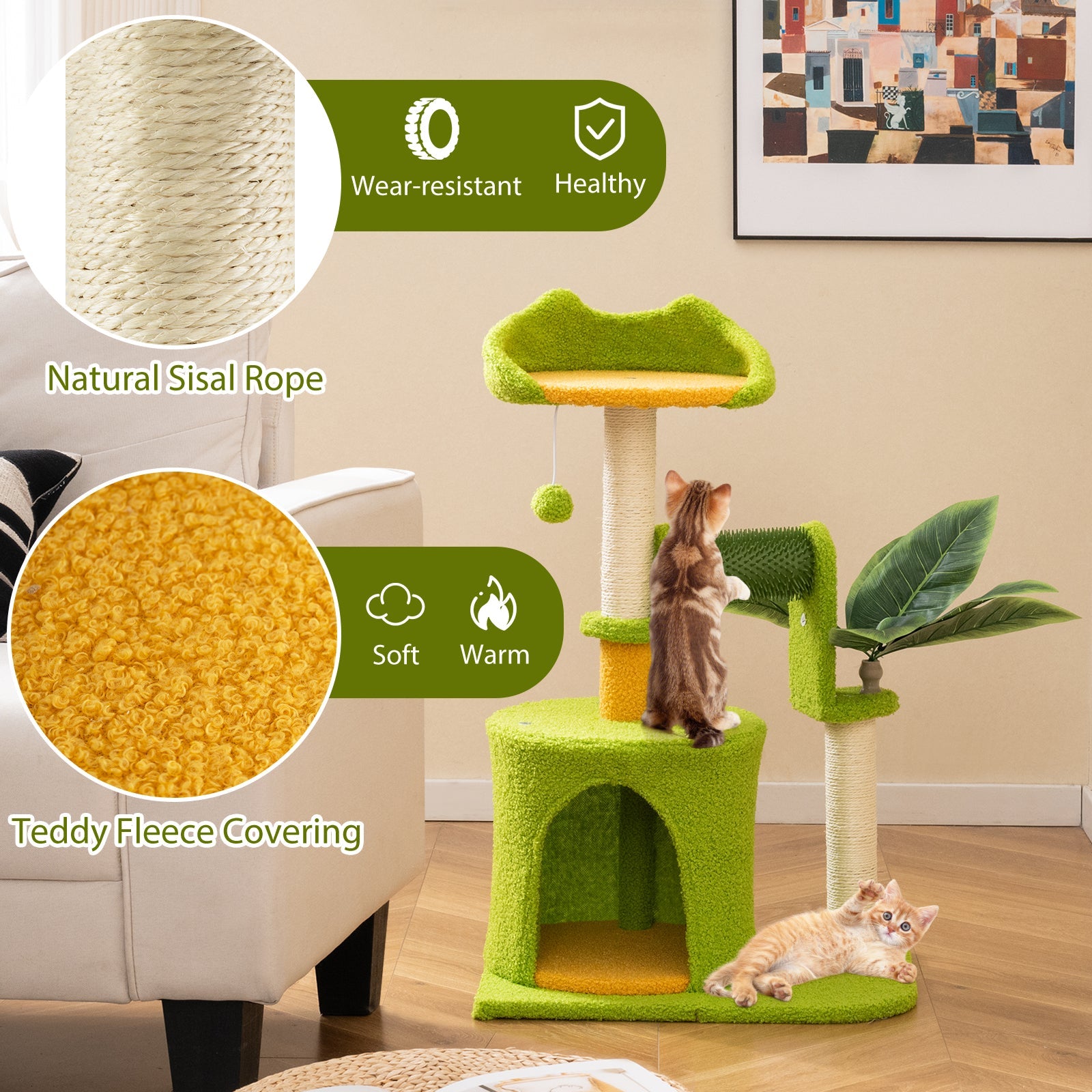 Palm Cat Tree for Indoor Cats | Scratching Post, Condo & Perch - Niksstuff