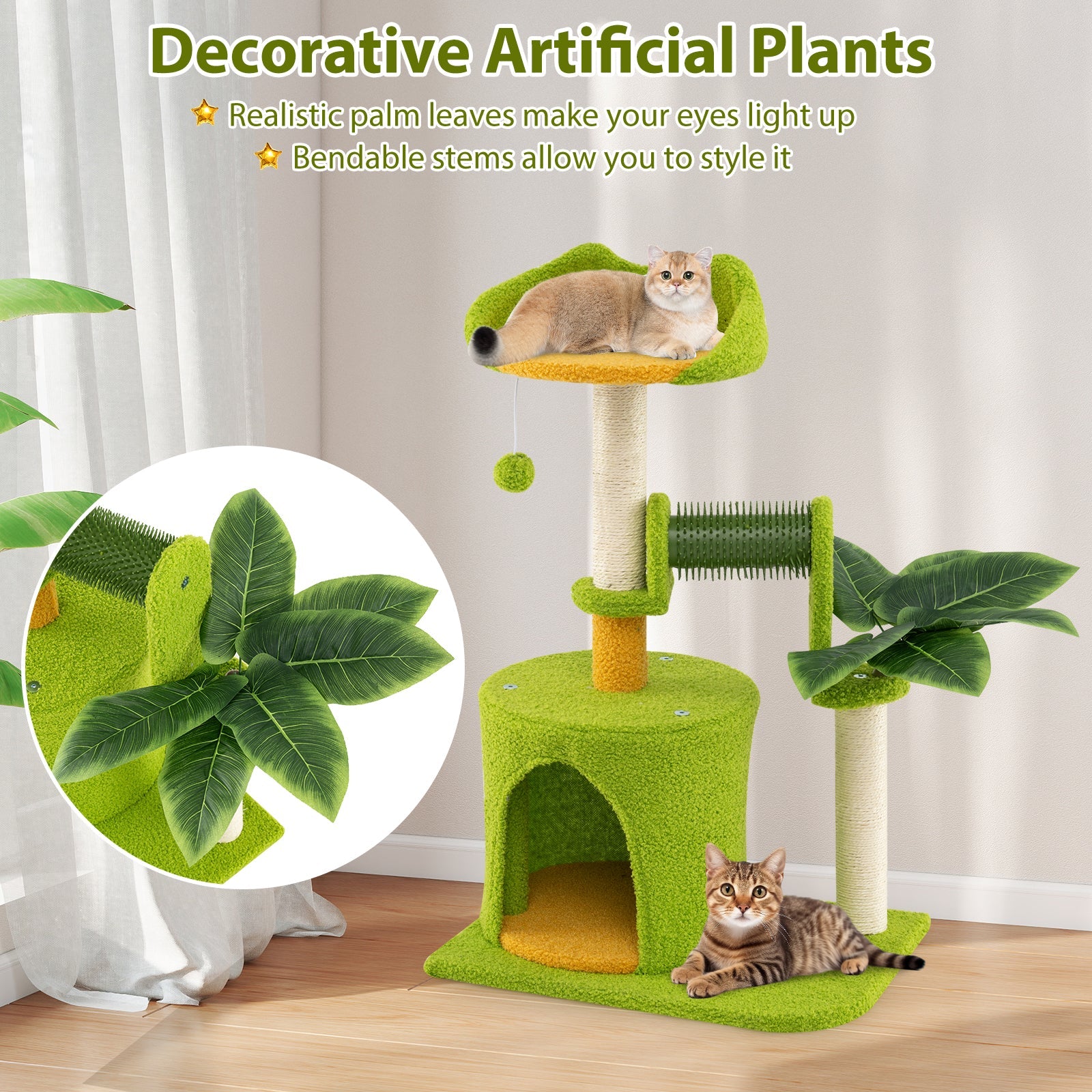 Palm Cat Tree for Indoor Cats | Scratching Post, Condo & Perch - Niksstuff