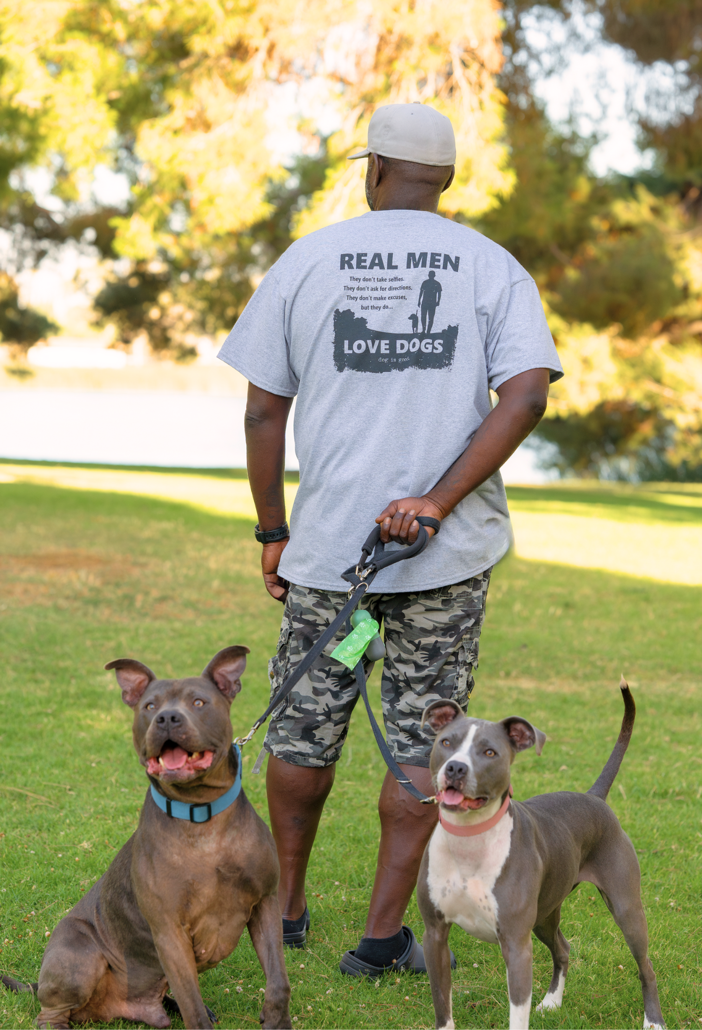 Dog is Good — Real Men Love Dogs T-Shirt | Front & Back Graphic | 90/10 Cotton-Poly | Unisex | S–3XL