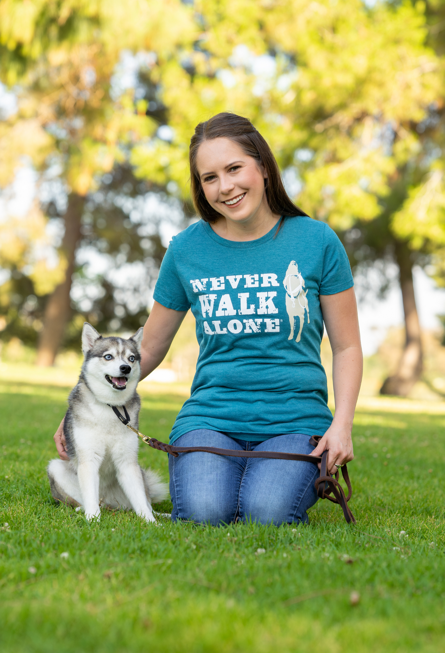 Dog is Good — Never Walk Alone T-Shirt | Women’s | Teal | Front & Back Graphic | 50/25/25 Poly-Cotton-Rayon | S–3XL