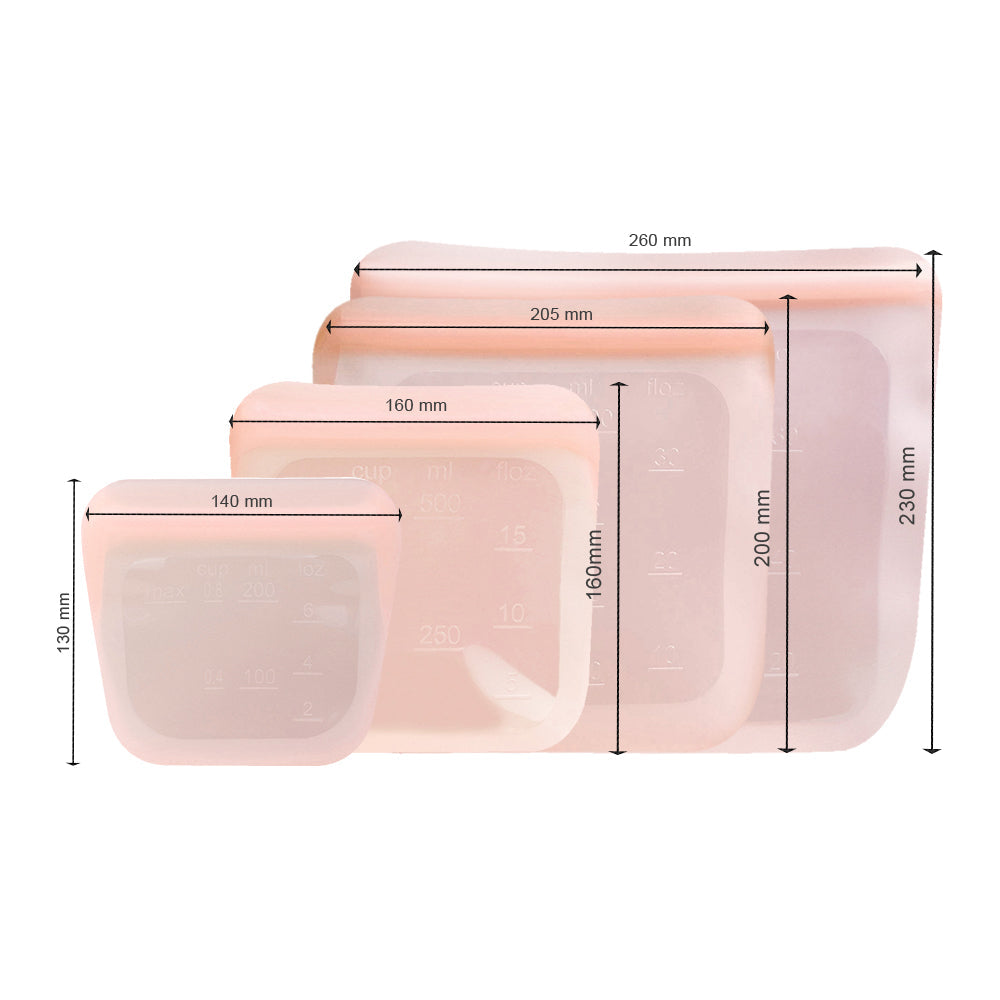 purifyou Reusable Silicone Food Storage Bags - Set of 5