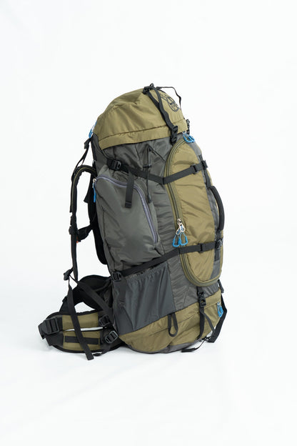 River Country Gear 70L Backpacking Pack – Adjustable Torso, Rainfly, 4 lbs 1 oz