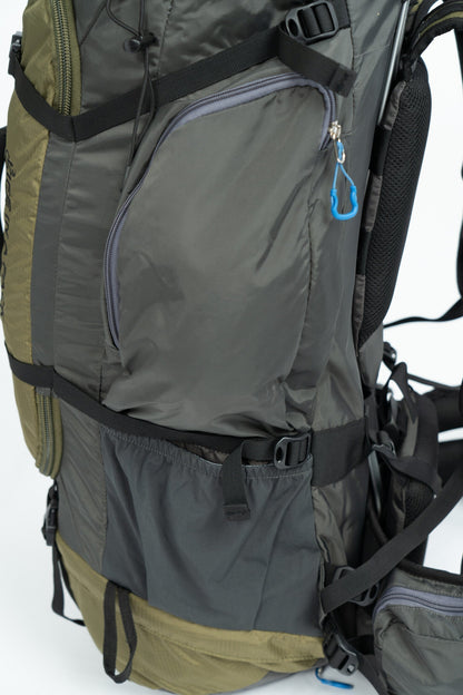 River Country Gear 70L Backpacking Pack – Adjustable Torso, Rainfly, 4 lbs 1 oz