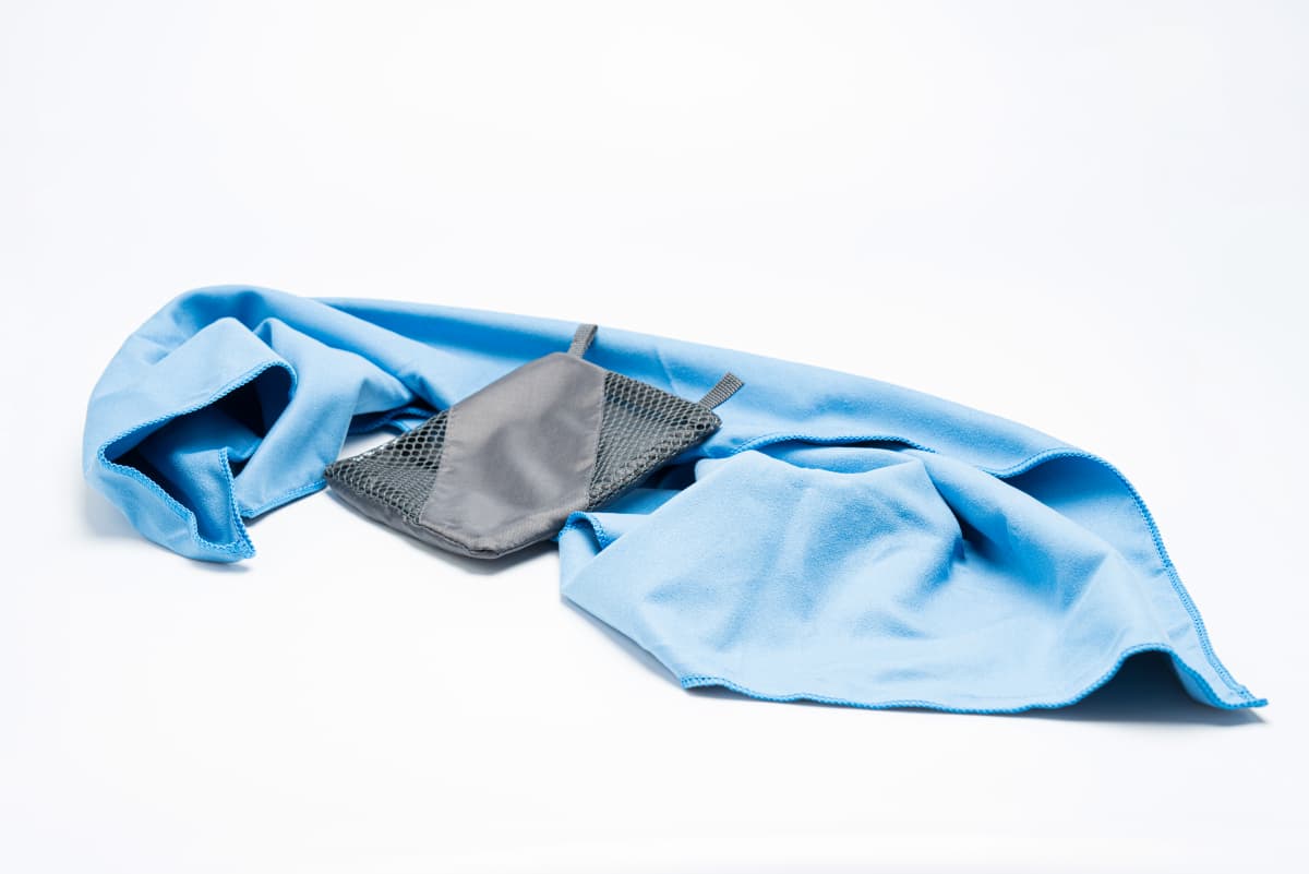 River Country Gear Microfiber Towel – 16”×31”, 2.5 oz, 85% Polyester, Blue, Storage Pouch