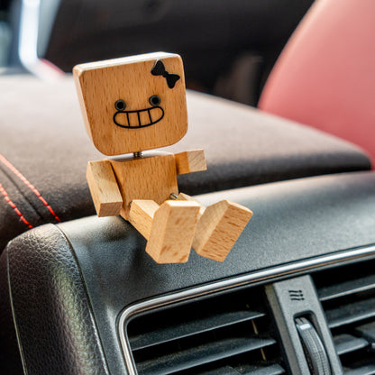 MoodBot Buddy | Wooden Robot with Interchangeable Expressions | Set of 2 - Niksstuff