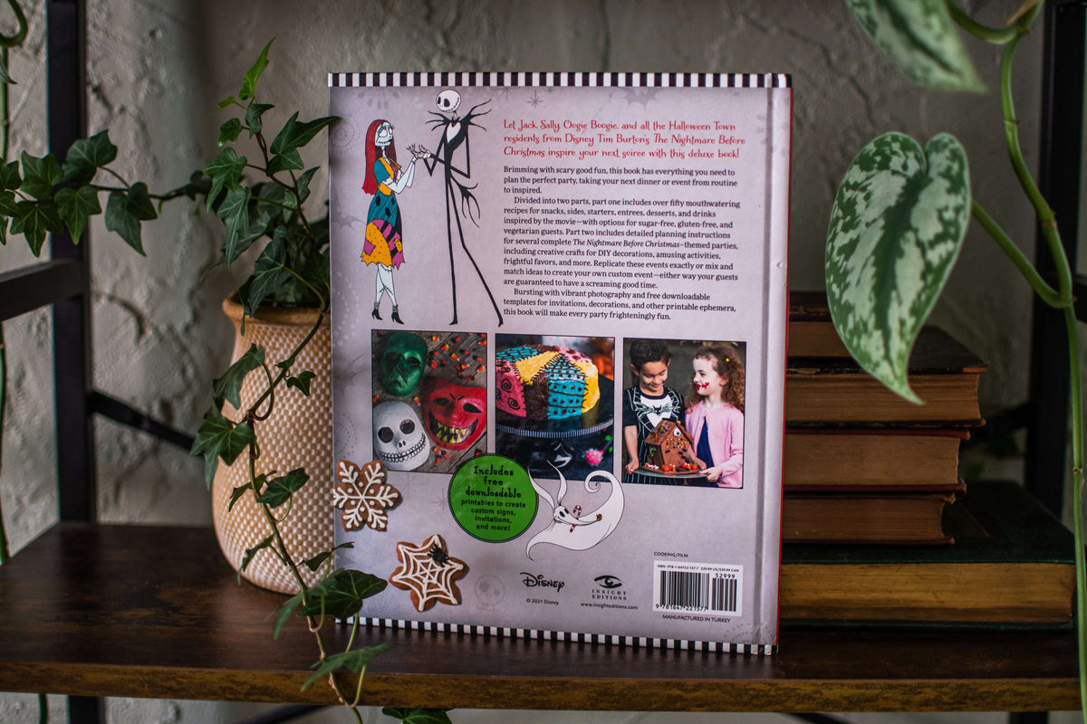 Cookbook back cover with character art, recipe photos, publisher marks, and barcode