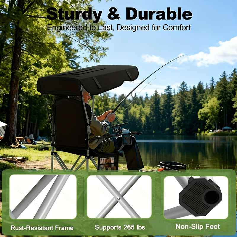 Portable Folding Camping Chair with Sun Canopy