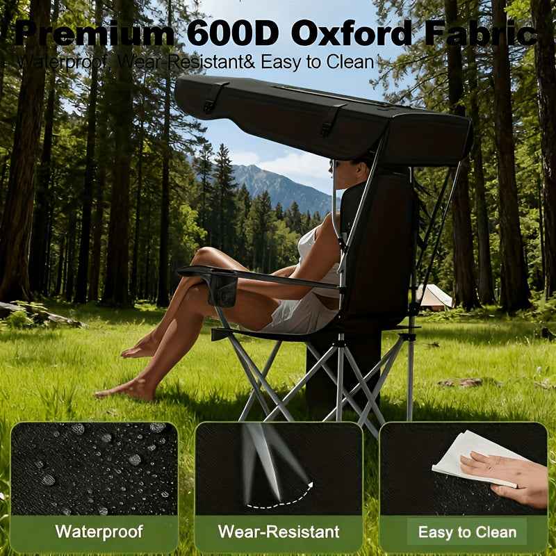 Portable Folding Camping Chair with Sun Canopy