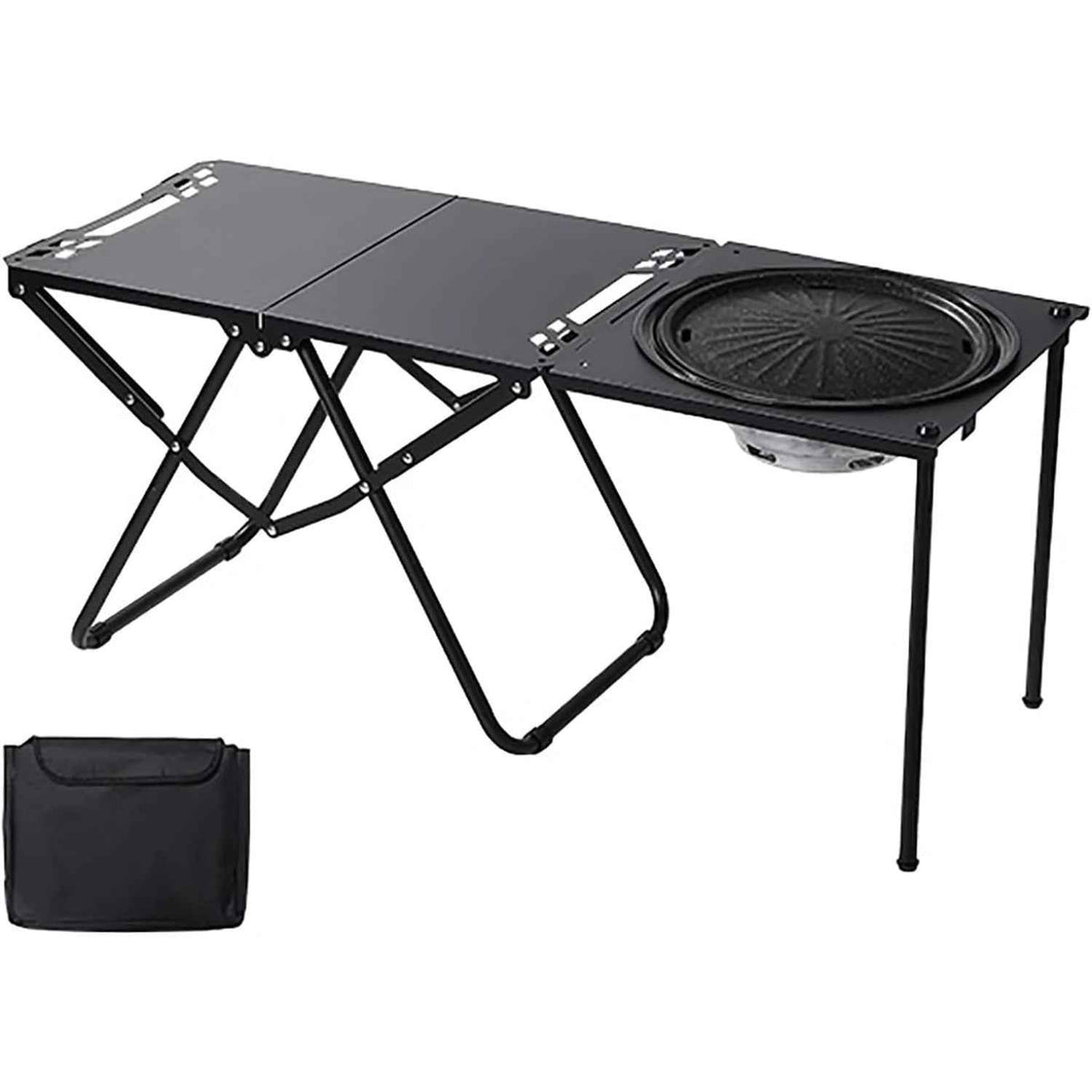 Portable Folding Outdoor Camping Kitchen Table with Grill Tray