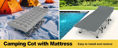 Folding Camping Cot Bed for Adults with Soft Pad & Carry Bag