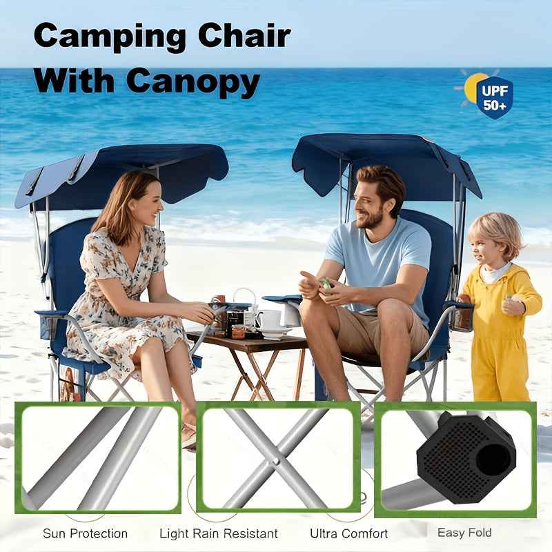 Portable Folding Camping Chair with Sun Canopy