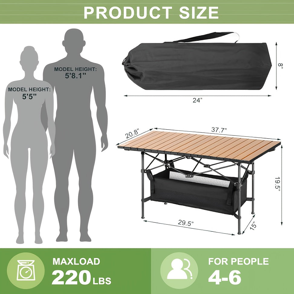 Portable Folding Camping Table | Adjustable Height | Seats 4–6 | Carry Bag Included