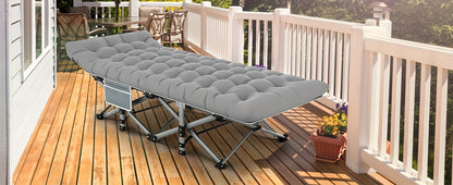 Folding Camping Cot Bed for Adults with Soft Pad & Carry Bag