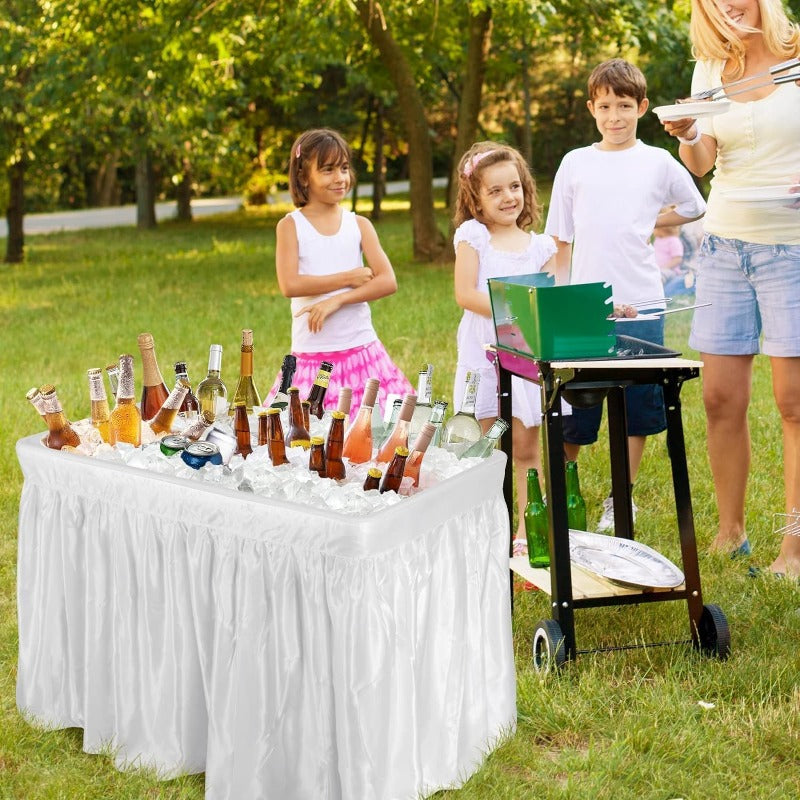 4ft Portable Folding Ice Table with Drain & Removable Skirt