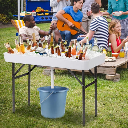 4ft Portable Folding Ice Table with Drain & Removable Skirt