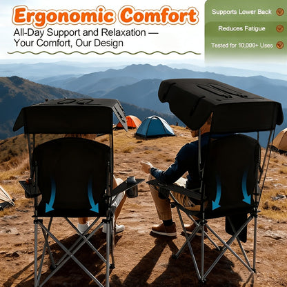 Portable Folding Camping Chair with Sun Canopy