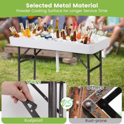 4ft Portable Folding Ice Table with Drain & Removable Skirt