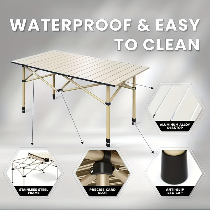 Portable Folding Camping Table | Adjustable Height | Seats 4–6 | Carry Bag Included