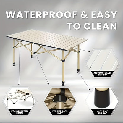 Portable Folding Camping Table | Adjustable Height | Seats 4–6 | Carry Bag Included