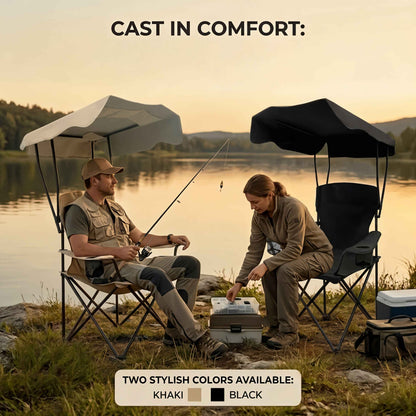 Outdoor Camping Chair with Canopy, Cup Holder & Carry Bag
