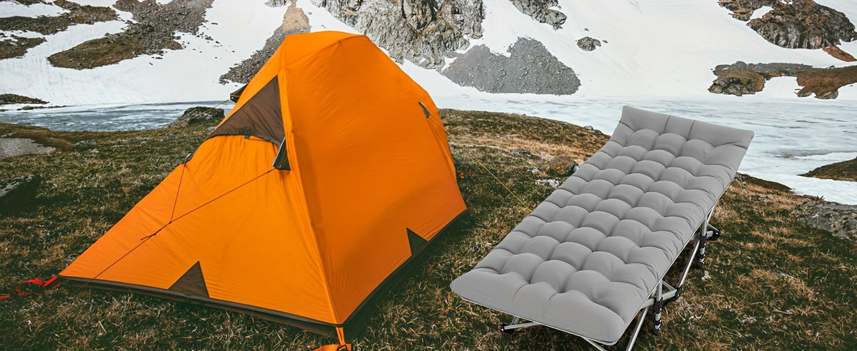 Folding Camping Cot Bed for Adults with Soft Pad & Carry Bag