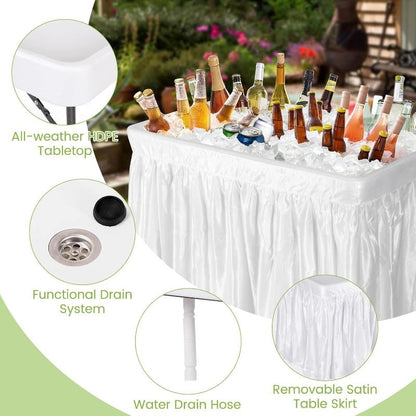 4ft Portable Folding Ice Table with Drain & Removable Skirt