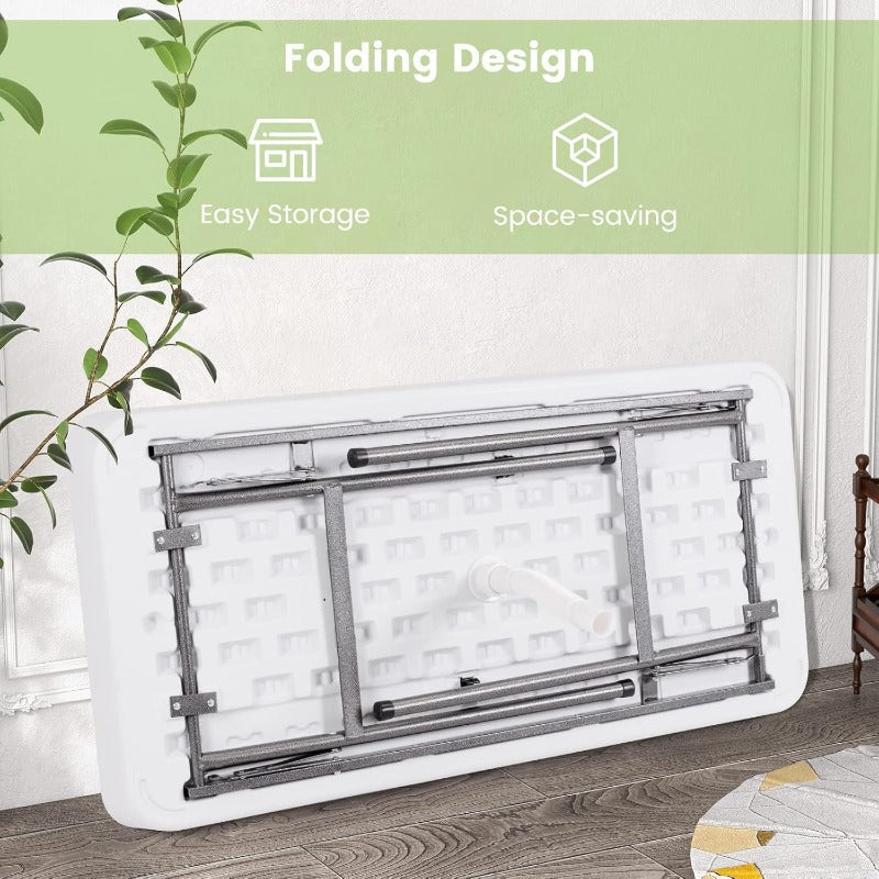 4ft Portable Folding Ice Table with Drain & Removable Skirt