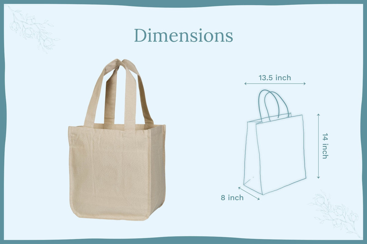 Organic Cotton Canvas Grocery Tote Bag with Bottle Sleeves
