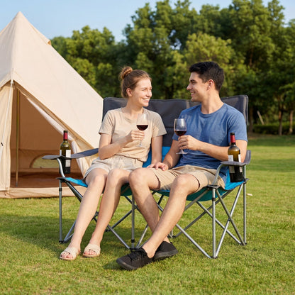 Double Camping Chair with Carry Bag and Cup Holders