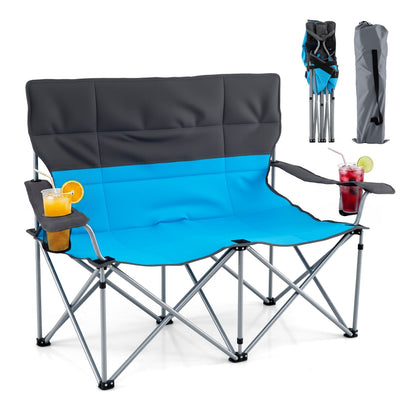 Double Camping Chair with Carry Bag and Cup Holders
