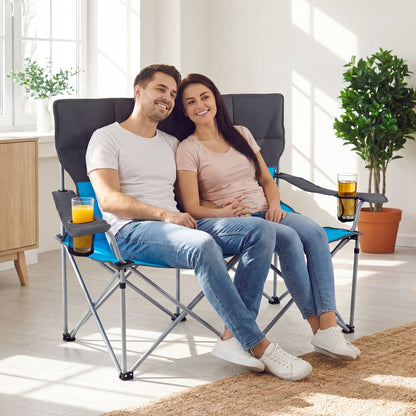 Double Camping Chair with Carry Bag and Cup Holders
