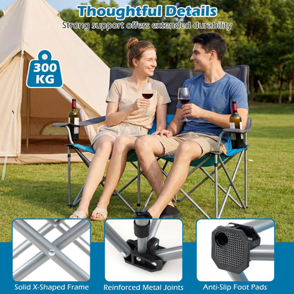 Double Camping Chair with Carry Bag and Cup Holders
