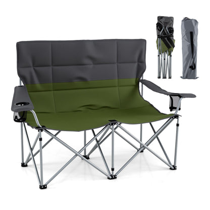 Double Camping Chair with Carry Bag and Cup Holders