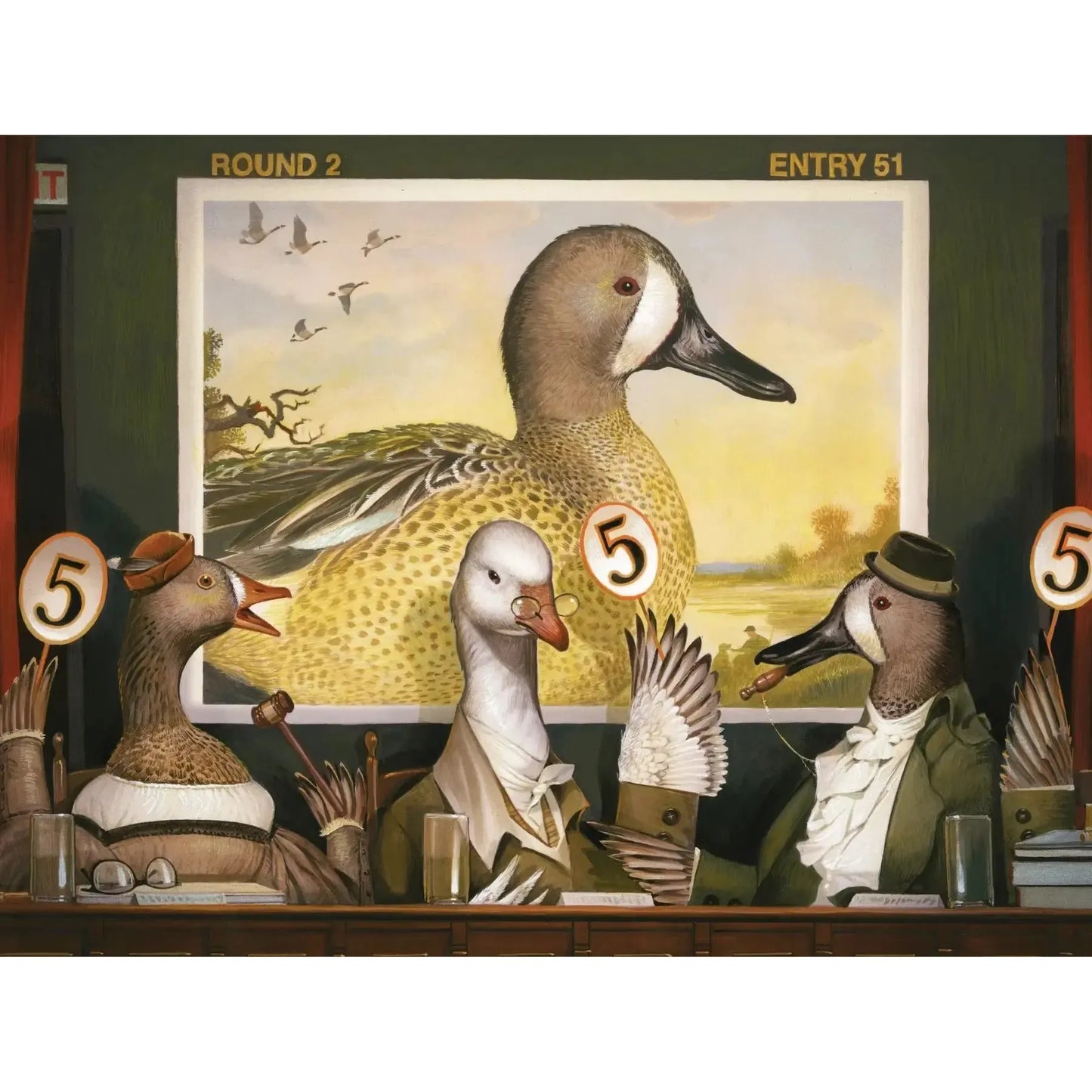 Duck Judges Jigsaw Puzzle | 1000 Pieces | 19.25"x26.625" | Art by Bill Mayer | Made in USA - Niksstuff